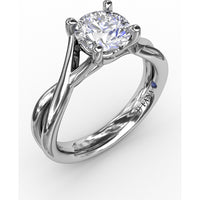 Twisted Split Shank Solitaire Engagement Ring Setting with Round Center Stone by Fana