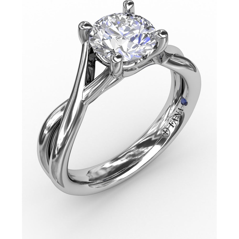 Twisted Split Shank Solitaire Engagement Ring Setting with Round Center Stone by Fana