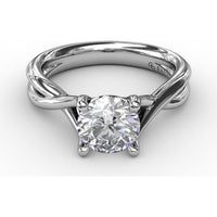 Twisted Split Shank Solitaire Engagement Ring Setting with Round Center Stone by Fana