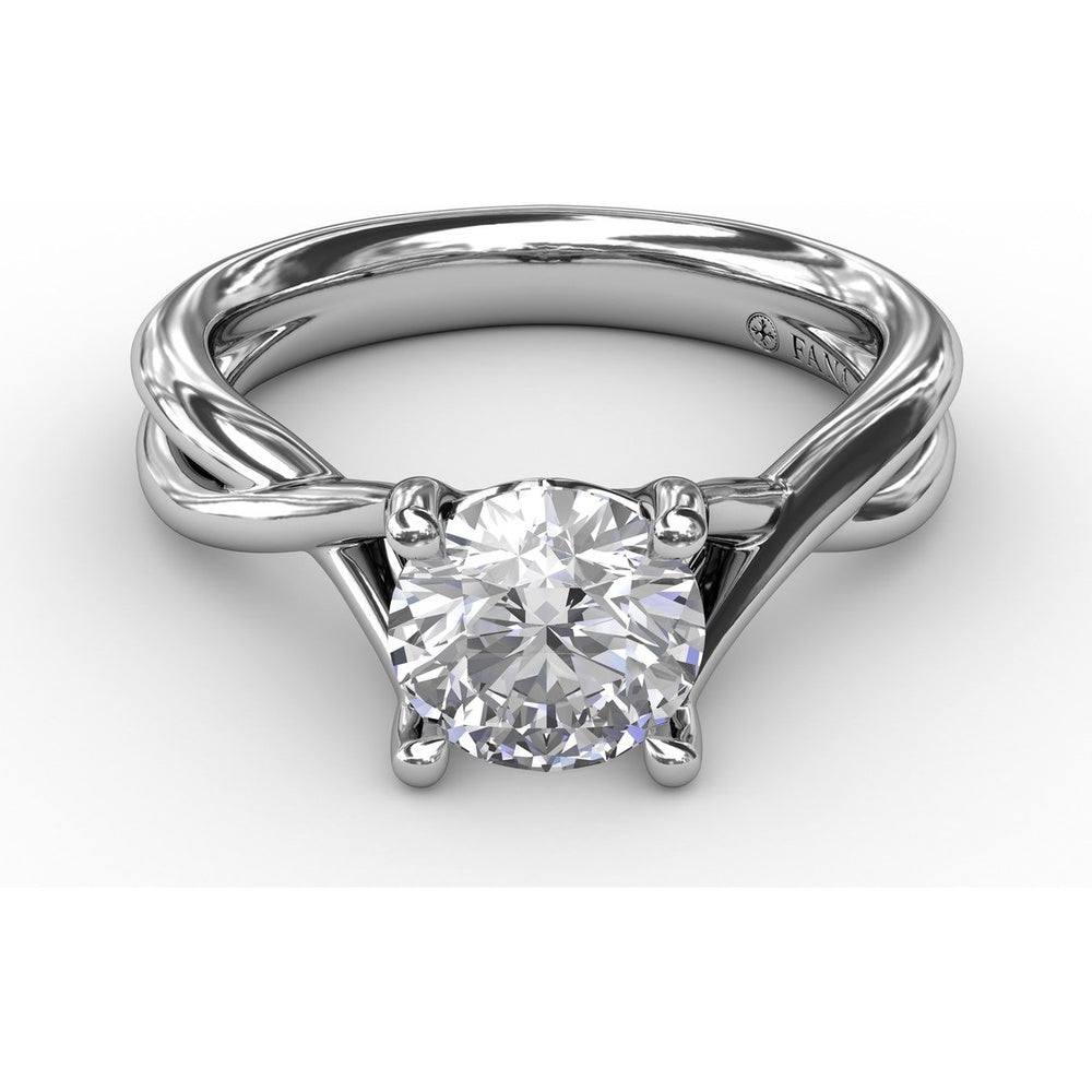 Twisted Split Shank Solitaire Engagement Ring Setting with Round Center Stone by Fana