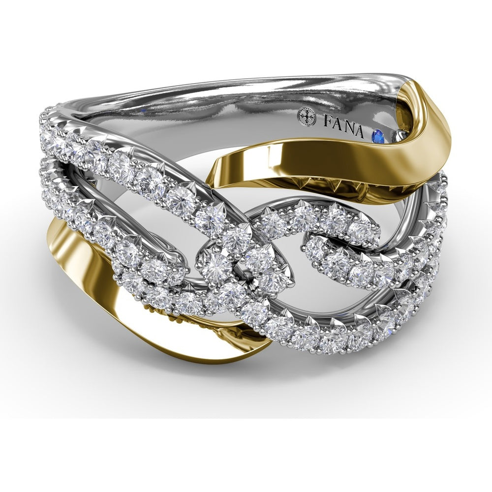 Twisted Spyre Ring with Pavé Set Round Diamonds by Fana - 0.88 Carat Total Diamond Weight