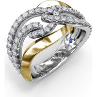 Twisted Spyre Ring with Pavé Set Round Diamonds by Fana - 0.88 Carat Total Diamond Weight