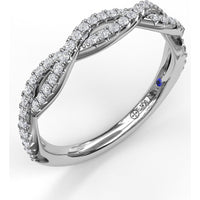 Twisted Stackable Diamond Band with Pavé Set Round Diamonds by Fana - 0.32 Carat Total Diamond Weight