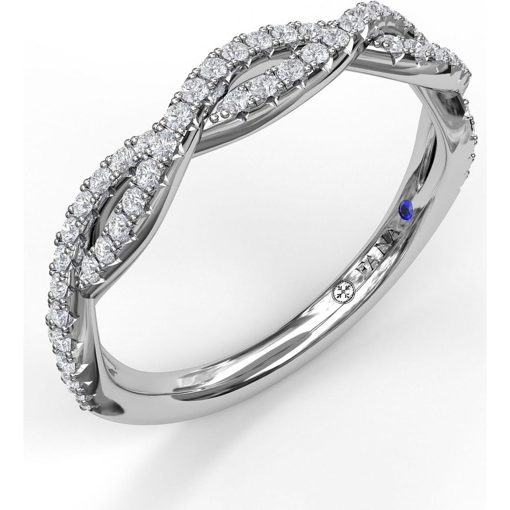 Twisted Stackable Diamond Band with Pavé Set Round Diamonds by Fana - 0.32 Carat Total Diamond Weight