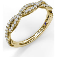 Twisted Stackable Diamond Band with Pavé Set Round Diamonds by Fana - 0.32 Carat Total Diamond Weight
