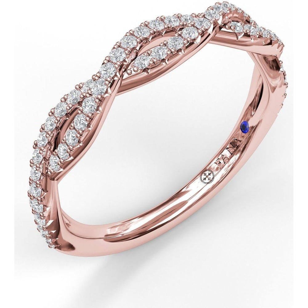 Twisted Stackable Diamond Band with Pavé Set Round Diamonds by Fana - 0.32 Carat Total Diamond Weight