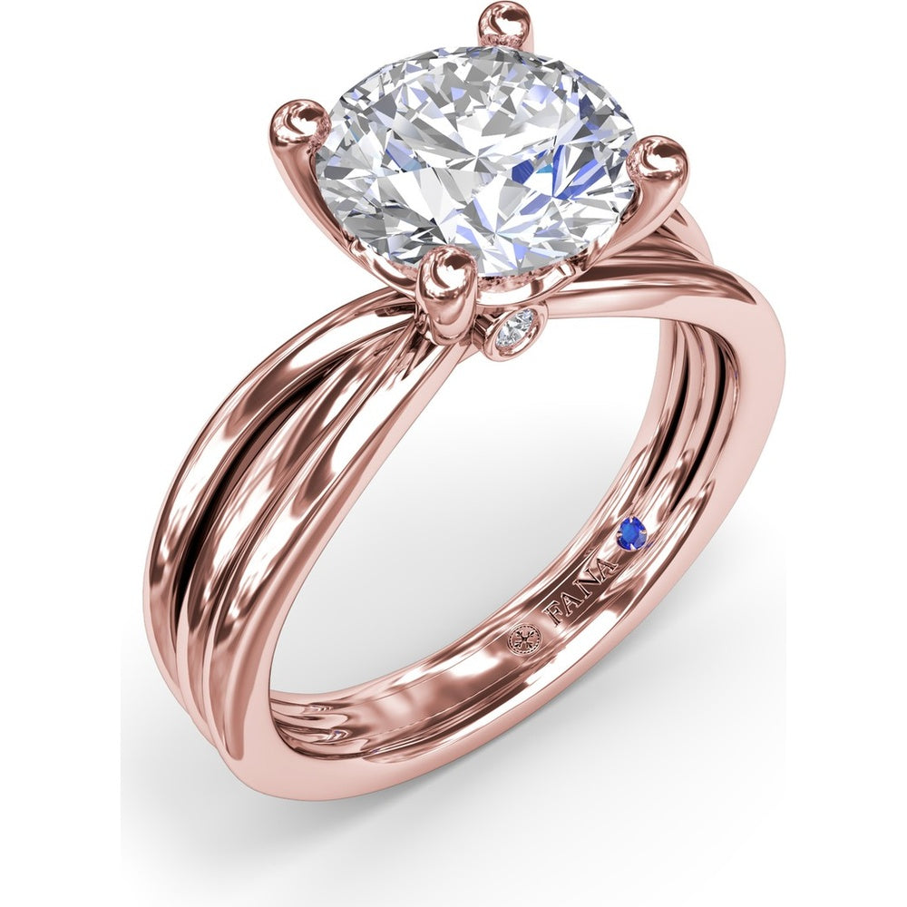 Twisted Triple Row Engagement Ring Setting with Round Diamond Head and Bezel-Set Accent by Fana - 0.02 Carat Total Diamond Weight