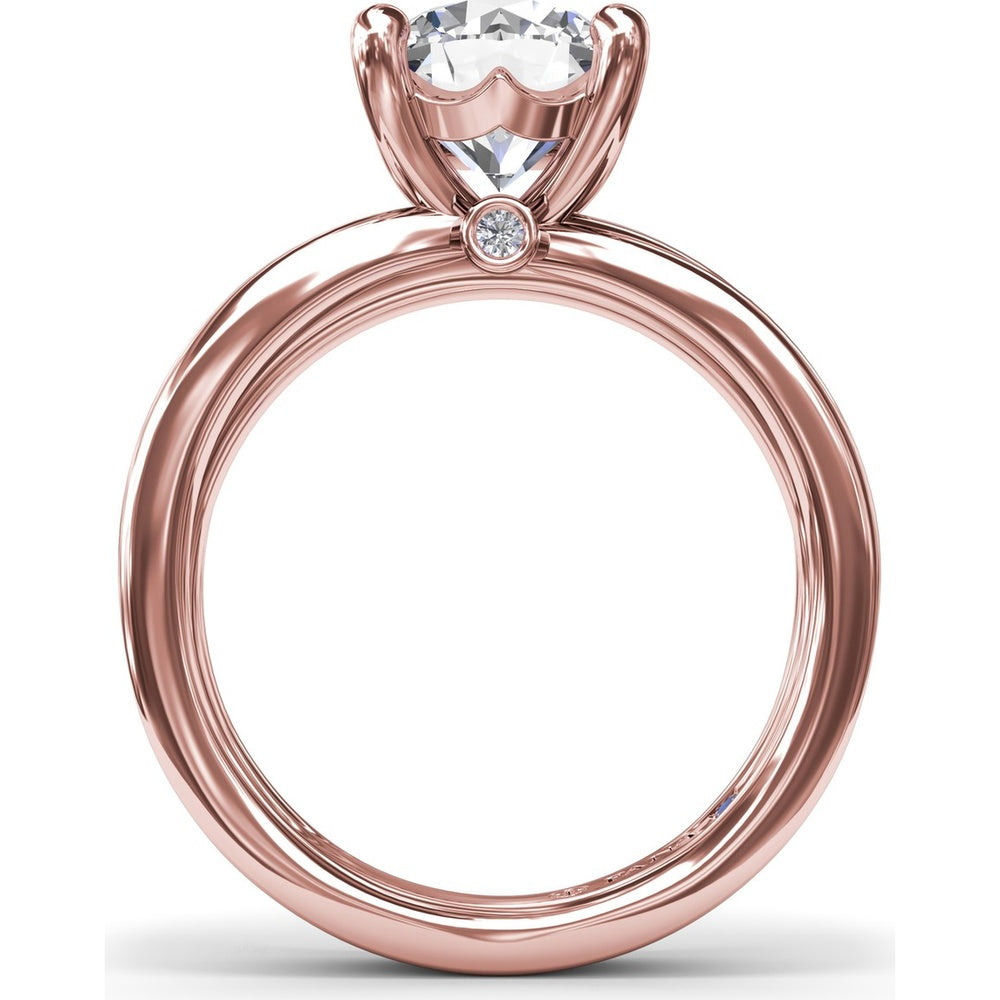Twisted Triple Row Engagement Ring Setting with Round Diamond Head and Bezel-Set Accent by Fana - 0.02 Carat Total Diamond Weight