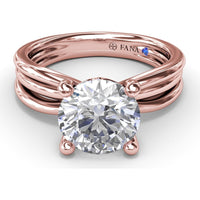 Twisted Triple Row Engagement Ring Setting with Round Diamond Head and Bezel-Set Accent by Fana - 0.02 Carat Total Diamond Weight