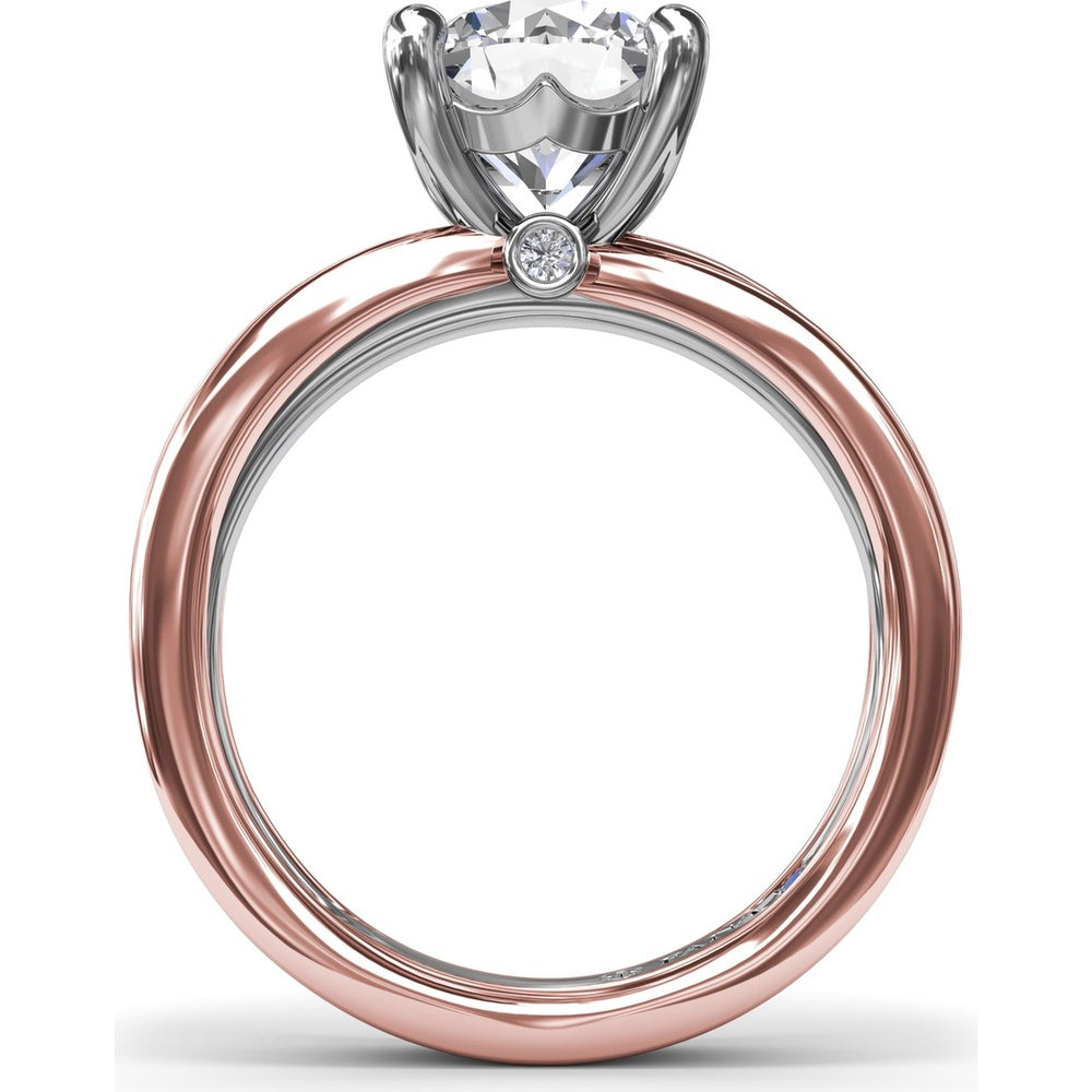 Twisted Triple Row Engagement Ring Setting with Round Diamond Head and Bezel-Set Accent by Fana - 0.02 Carat Total Diamond Weight