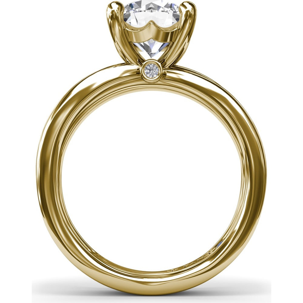 Twisted Triple Row Engagement Ring Setting with Round Diamond Head and Bezel-Set Accent by Fana - 0.02 Carat Total Diamond Weight