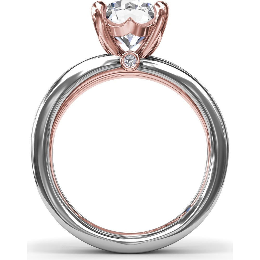 Twisted Triple Row Engagement Ring Setting with Round Diamond Head and Bezel-Set Accent by Fana - 0.02 Carat Total Diamond Weight