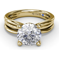Twisted Triple Row Engagement Ring Setting with Round Diamond Head and Bezel-Set Accent by Fana - 0.02 Carat Total Diamond Weight