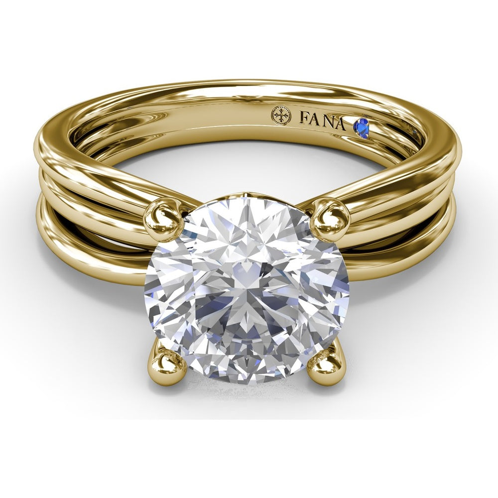 Twisted Triple Row Engagement Ring Setting with Round Diamond Head and Bezel-Set Accent by Fana - 0.02 Carat Total Diamond Weight