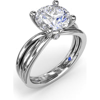 Twisted Triple Row Engagement Ring Setting with Round Diamond Head and Bezel-Set Accent by Fana - 0.02 Carat Total Diamond Weight