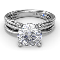 Twisted Triple Row Engagement Ring Setting with Round Diamond Head and Bezel-Set Accent by Fana - 0.02 Carat Total Diamond Weight