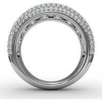 Two-Row Openwork Band with Round Sapphires and Pavé Diamond Milgrain by Fana - 3.48 Carat Total Gemstone Weight