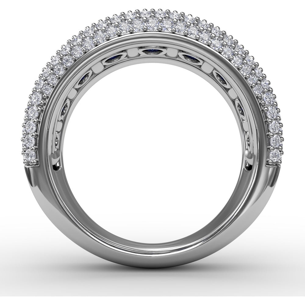 Two-Row Openwork Band with Round Sapphires and Pavé Diamond Milgrain by Fana - 3.48 Carat Total Gemstone Weight