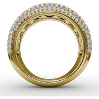 Two-Row Openwork Band with Round Sapphires and Pavé Diamond Milgrain by Fana - 3.48 Carat Total Gemstone Weight