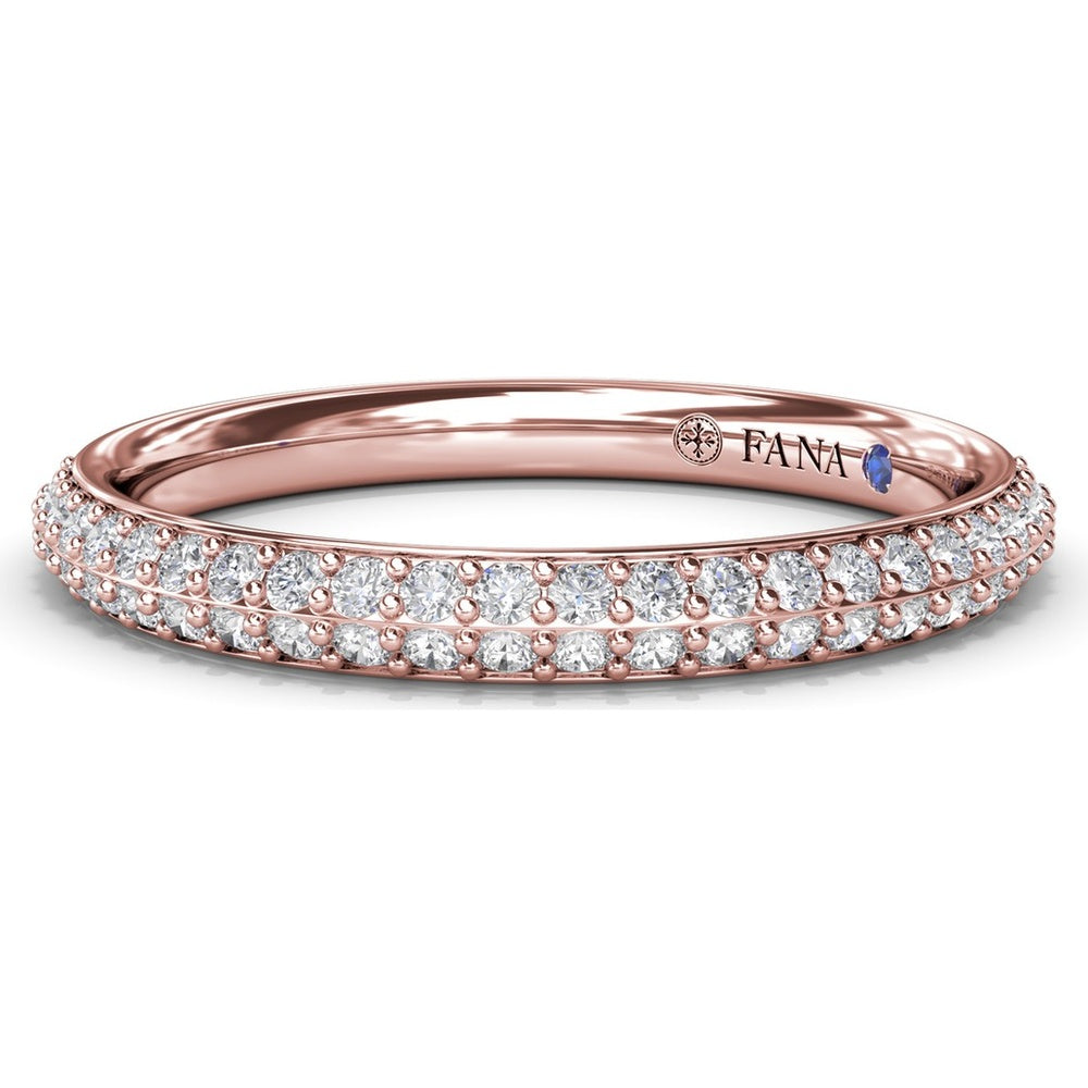 Two-Row Pavé Set Round Diamond Wedding Band by Fana - 0.36 Carat Total Diamond Weight