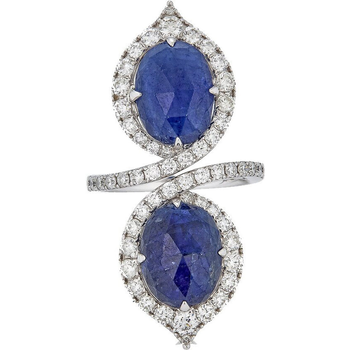 Piranesi - Two Stone Ring in Blue Sapphire - 18K White Gold
