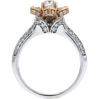Two-Tone Floral Halo Diamond Engagement Ring - 1.25 Carat Total Diamond Weight
