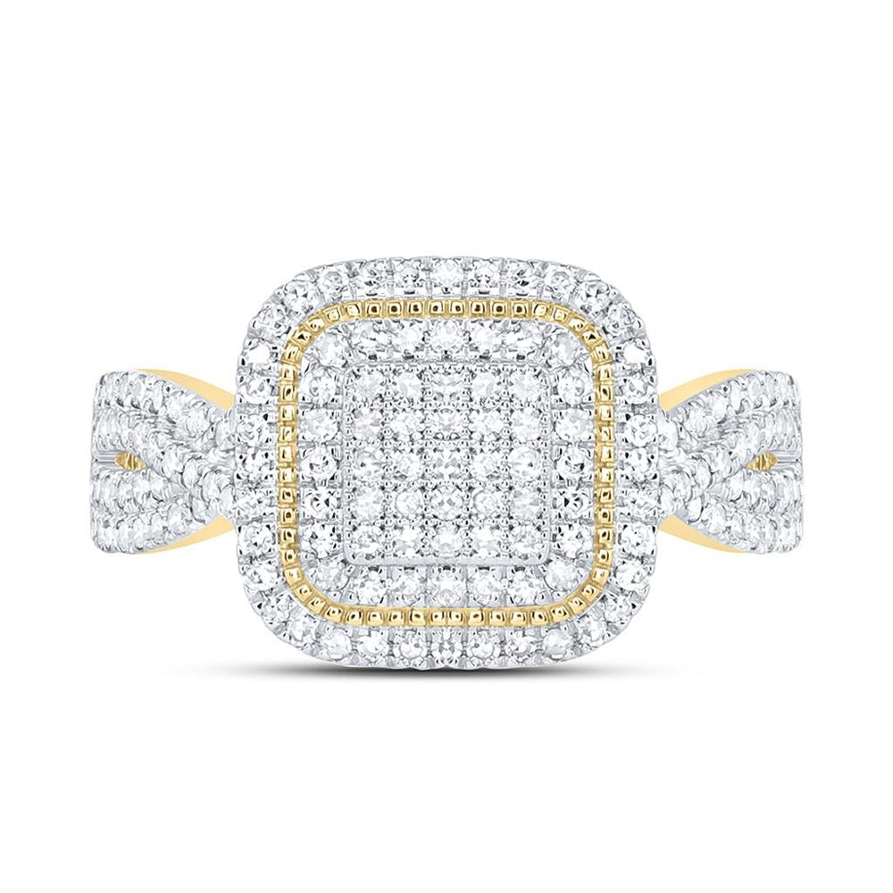 Two-Tone Gold Cushion Diamond Ring - 5/8 Carat Total Diamond Weight