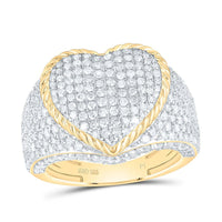 Two-Tone Gold Diamond Heart Ring - 2 Carat Total Diamond Weight