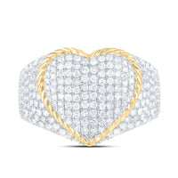 Two-Tone Gold Diamond Heart Ring - 2 Carat Total Diamond Weight