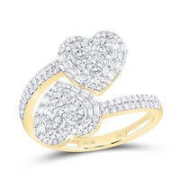 Two-Tone Gold Diamond Heart Ring - 5/8 Carat Total Diamond Weight