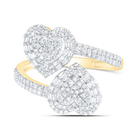 Two-Tone Gold Diamond Heart Ring - 5/8 Carat Total Diamond Weight