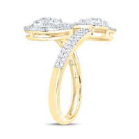 Two-Tone Gold Diamond Heart Ring - 5/8 Carat Total Diamond Weight