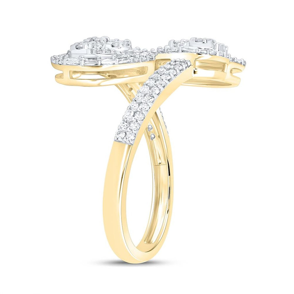 Two-Tone Gold Diamond Heart Ring - 5/8 Carat Total Diamond Weight