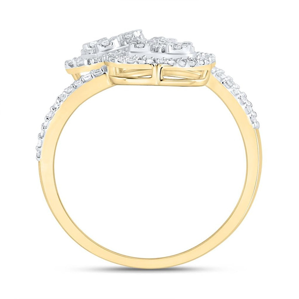 Two-Tone Gold Diamond Heart Ring - 5/8 Carat Total Diamond Weight