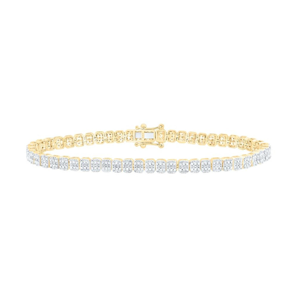 Two-Tone Gold Emerald Diamond 7-Inch Bracelet - 3/4 Carat Total Gemstone Weight