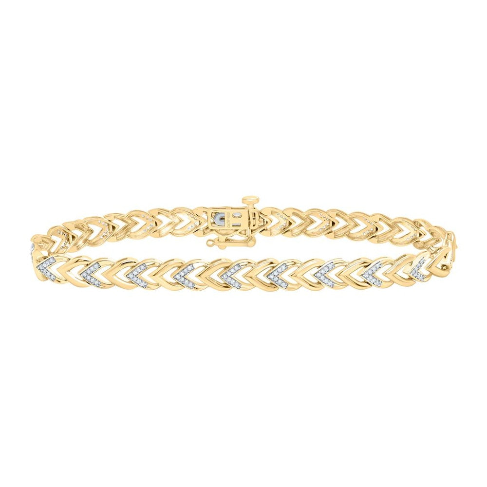 Two-Tone Gold Round Diamond 7-Inch Bracelet - 1/3 Carat Total Diamond Weight