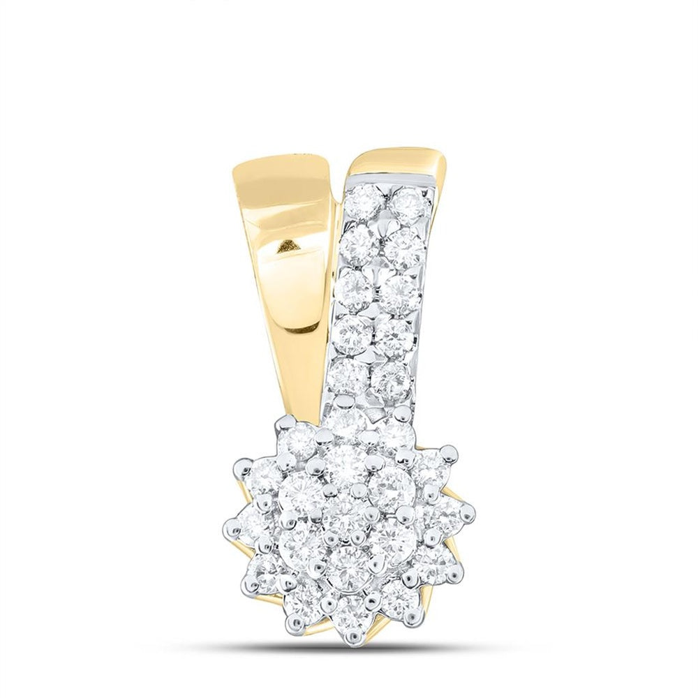 Two-Tone Gold Round Diamond Pendant - 3/8 Carat Total Diamond Weight