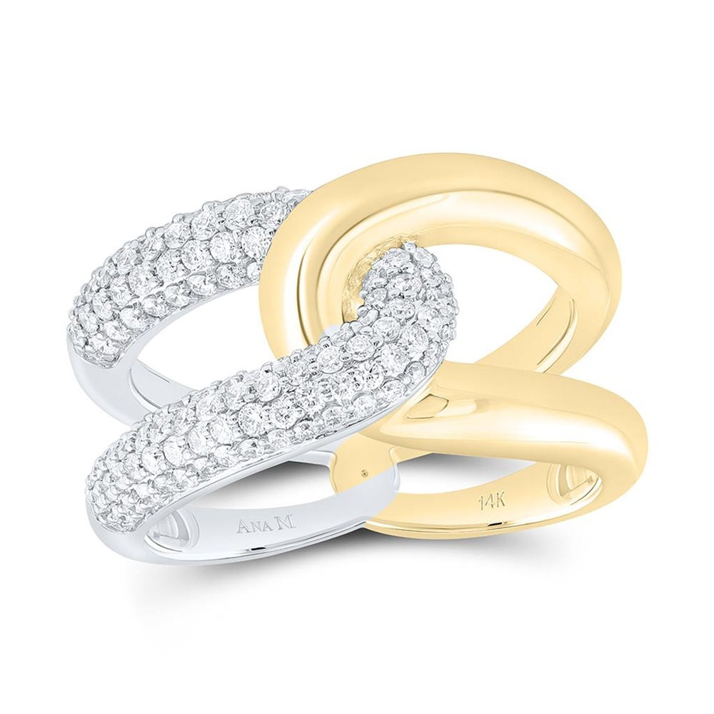 Two-Tone Gold Round Diamond Ring - 3/4 Carat Total Diamond Weight