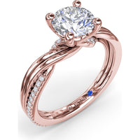 Two-Toned Twist Engagement Ring Setting with Pavé Diamond Accents by Fana - 0.14 Carat Total Diamond Weight