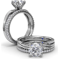 Two-Toned Twist Engagement Ring Setting with Pavé Diamond Accents by Fana - 0.14 Carat Total Diamond Weight