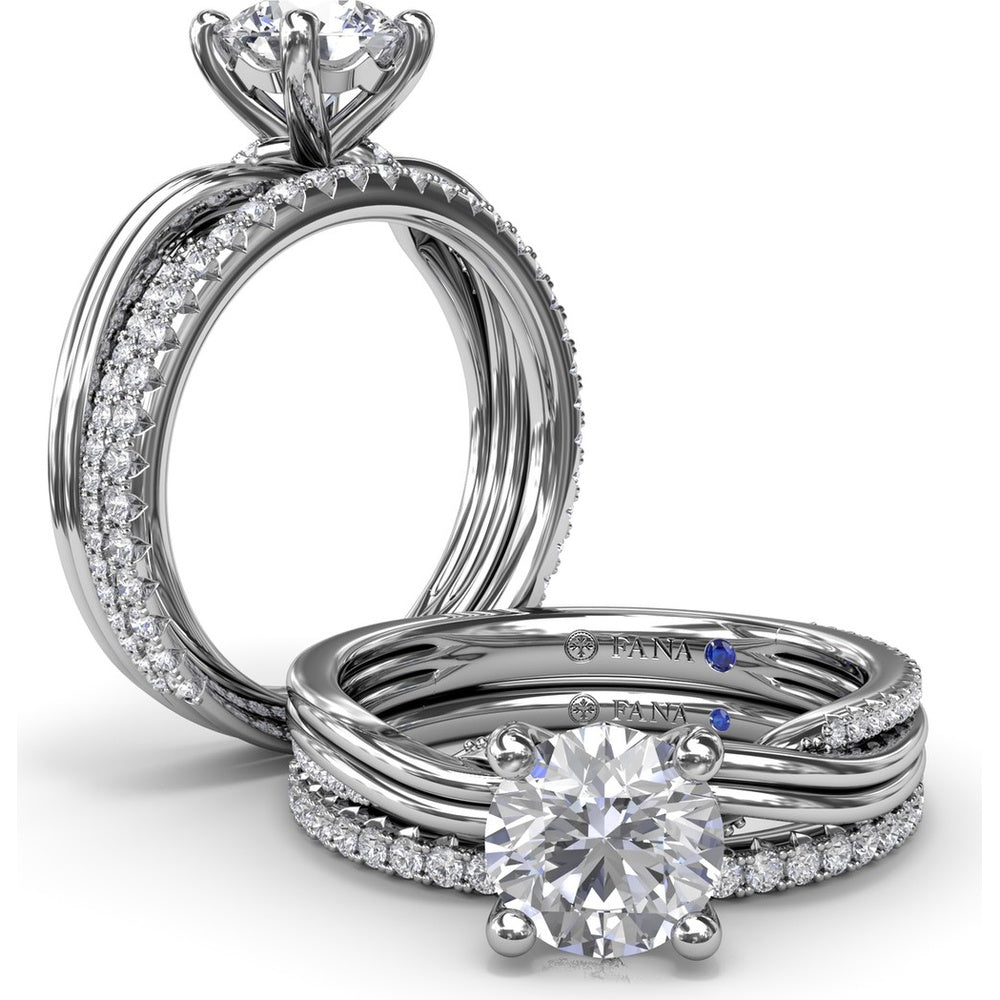 Two-Toned Twist Engagement Ring Setting with Pavé Diamond Accents by Fana - 0.14 Carat Total Diamond Weight