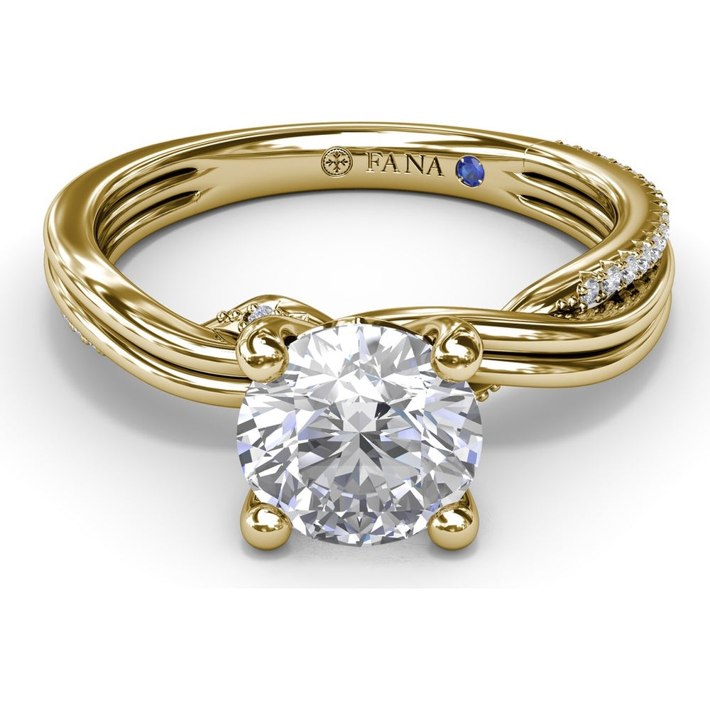 Two-Toned Twist Engagement Ring Setting with Pavé Diamond Accents by Fana - 0.14 Carat Total Diamond Weight