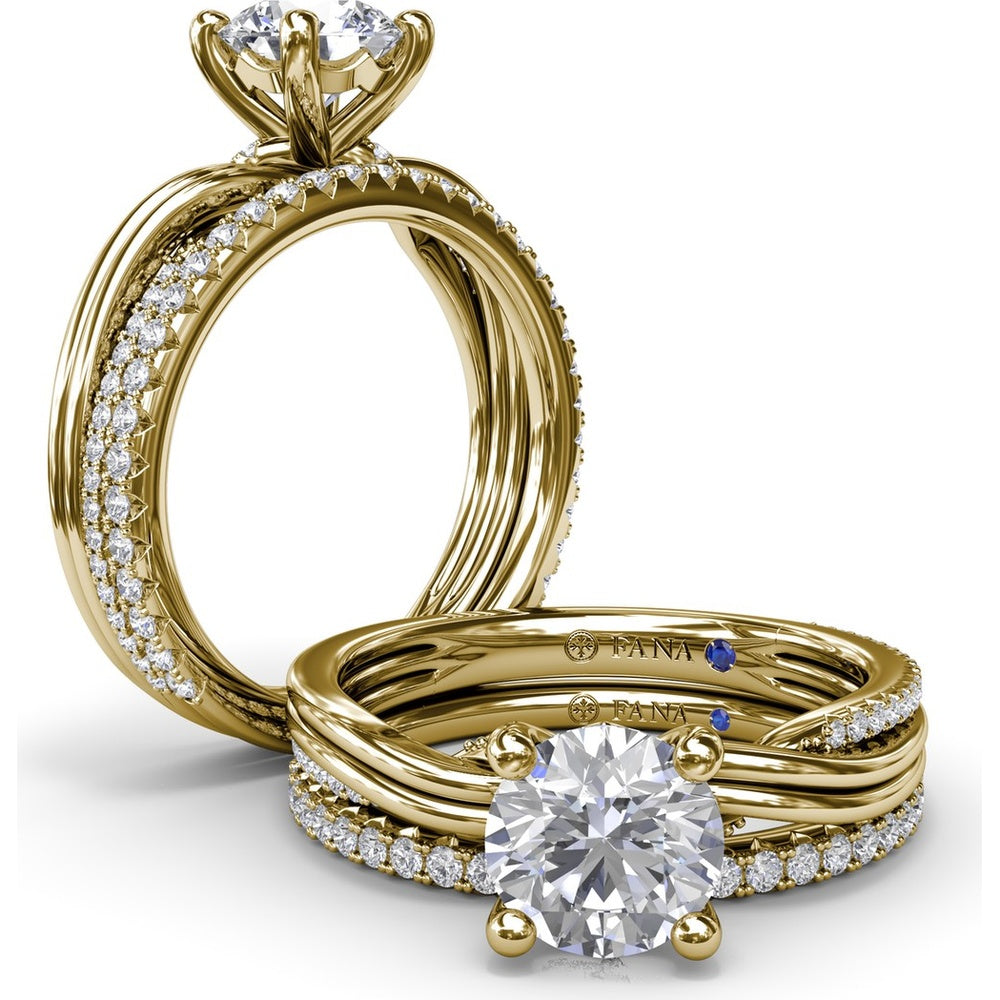 Two-Toned Twist Engagement Ring Setting with Pavé Diamond Accents by Fana - 0.14 Carat Total Diamond Weight