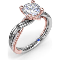 Two-Toned Twist Engagement Ring Setting with Pavé Diamond Accents by Fana - 0.14 Carat Total Diamond Weight