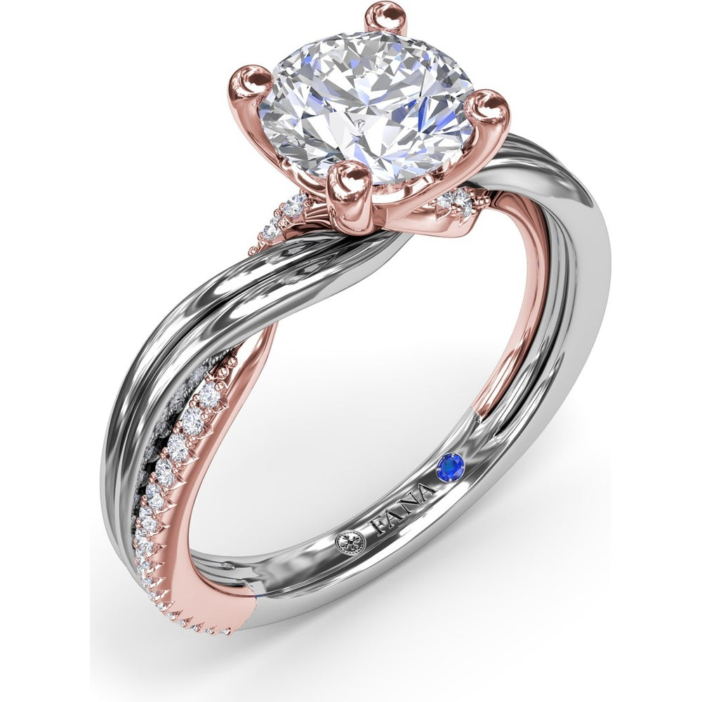 Two-Toned Twist Engagement Ring Setting with Pavé Diamond Accents by Fana - 0.14 Carat Total Diamond Weight