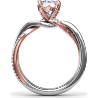 Two-Toned Twist Engagement Ring Setting with Pavé Diamond Accents by Fana - 0.14 Carat Total Diamond Weight