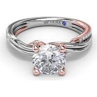 Two-Toned Twist Engagement Ring Setting with Pavé Diamond Accents by Fana - 0.14 Carat Total Diamond Weight