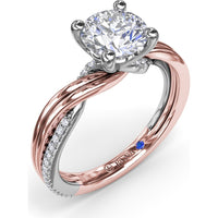 Two-Toned Twist Engagement Ring Setting with Pavé Diamond Accents by Fana - 0.14 Carat Total Diamond Weight