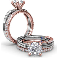 Two-Toned Twist Engagement Ring Setting with Pavé Diamond Accents by Fana - 0.14 Carat Total Diamond Weight