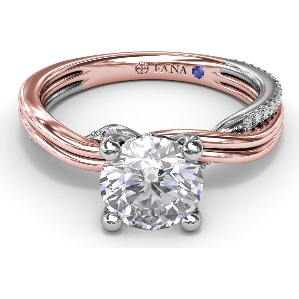 Two-Toned Twist Engagement Ring Setting with Pavé Diamond Accents by Fana - 0.14 Carat Total Diamond Weight